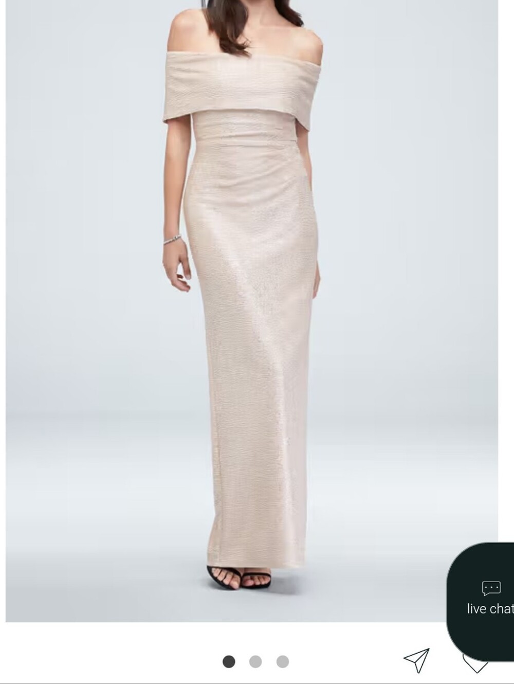 Elegant Off-Shoulder Evening Gown in Champagne Style #262360D. - Picture 1 of 4